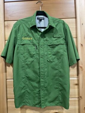 Green Short Sleeve Button-Down Shirt